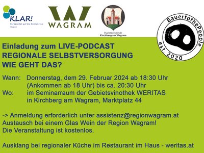 Live-Podcast "Regionale Selbstversorgung - wie geht das?" | 29.02. | Weritas