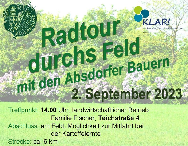 Radtour durchs Feld mit den Absdorfer Bauern